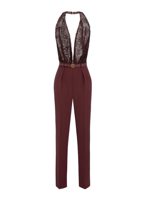 Jumpsuit in crêpe and tulle embroidered with sequins ELISABETTA FRANCHI | TU02447E2.CG3